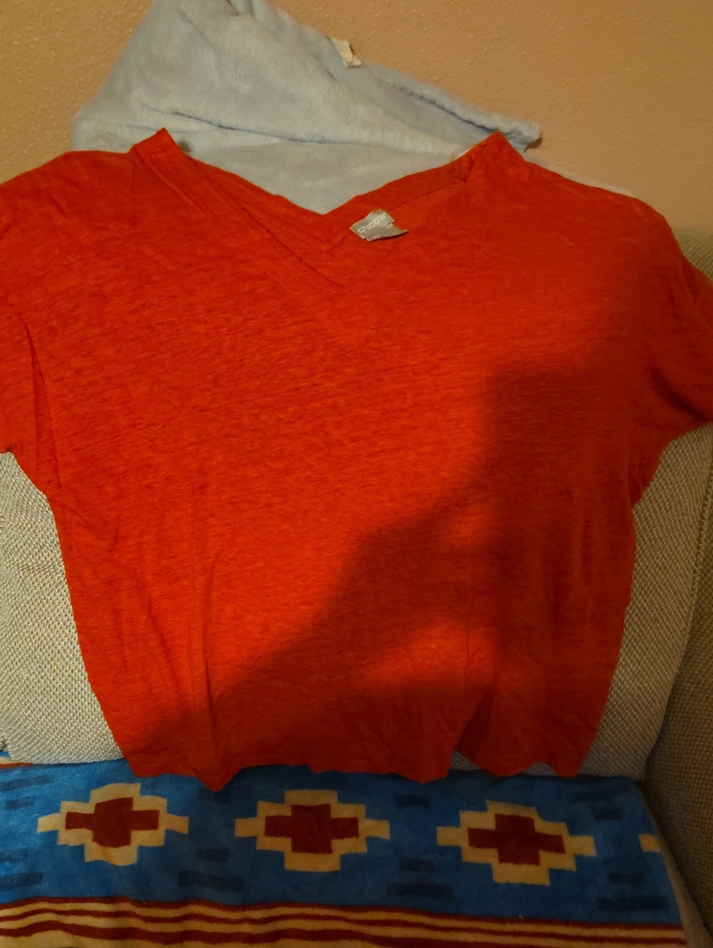 Chico's Bold Red V-Neck Short Sleeve Tee